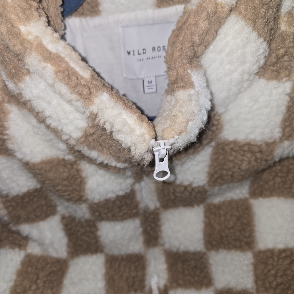 Wild Rose Fuzzy Vest in Brown and Cream - Picture 11 of 12